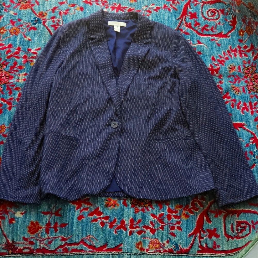 Chicos Navy with White Polka Dots Blazer